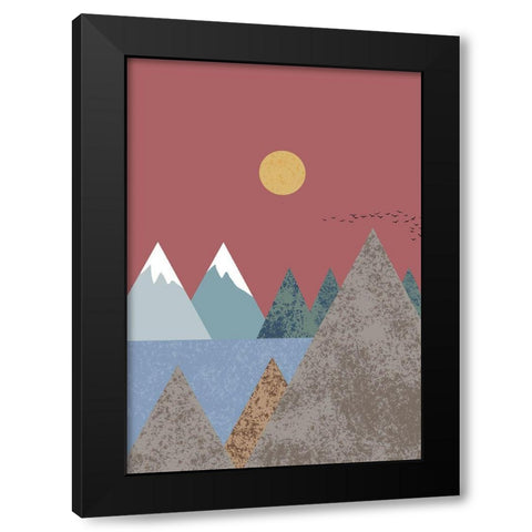 Mountain Landscape Black Modern Wood Framed Art Print with Double Matting by 1x Studio II