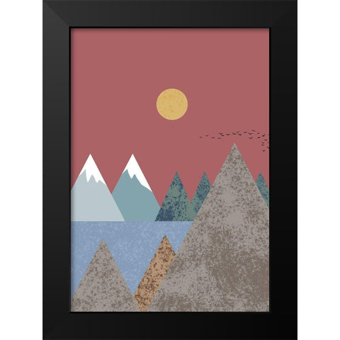 Mountain Landscape Black Modern Wood Framed Art Print by 1x Studio II