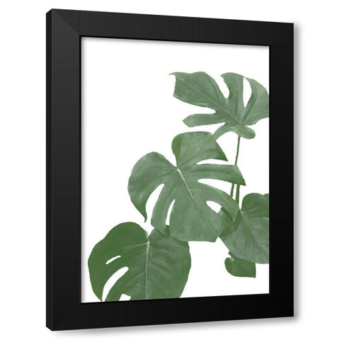 Monstera Aqua 03 Black Modern Wood Framed Art Print with Double Matting by 1x Studio II
