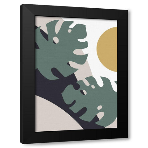 Monstera Cut Out 01 Black Modern Wood Framed Art Print with Double Matting by 1x Studio II