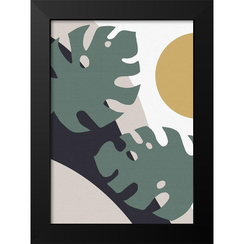 Monstera Cut Out 01 Black Modern Wood Framed Art Print by 1x Studio II