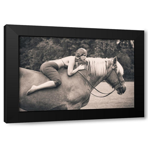 Off To The Races Black Modern Wood Framed Art Print by JAE