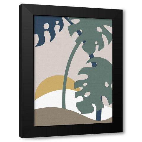 Monstera Cut Out 02 Black Modern Wood Framed Art Print with Double Matting by 1x Studio II