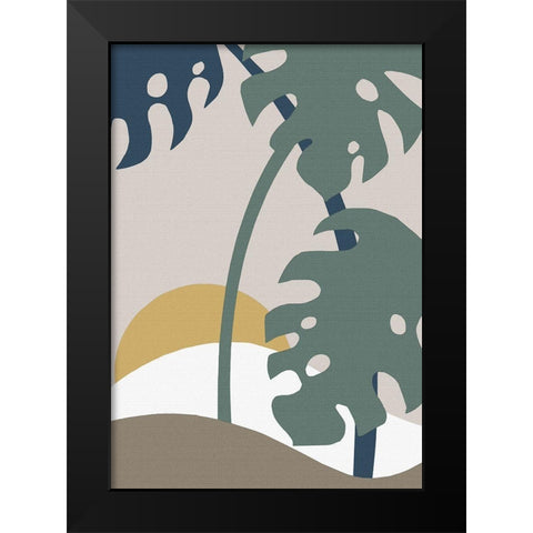 Monstera Cut Out 02 Black Modern Wood Framed Art Print by 1x Studio II