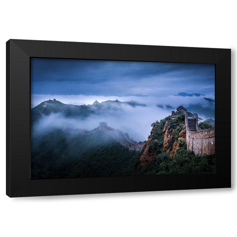 Chinas Jinshanling Great Wall Black Modern Wood Framed Art Print by Simoon