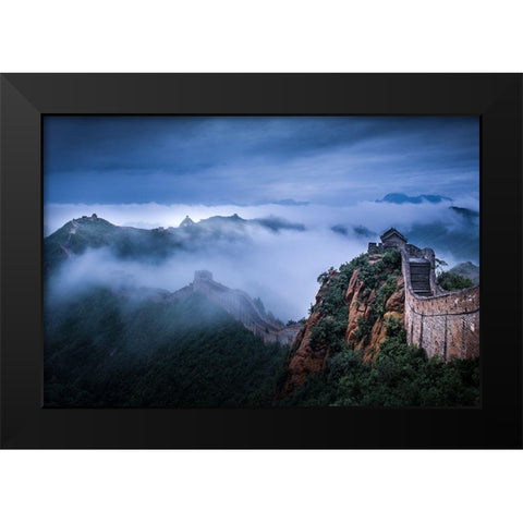 Chinas Jinshanling Great Wall Black Modern Wood Framed Art Print by Simoon