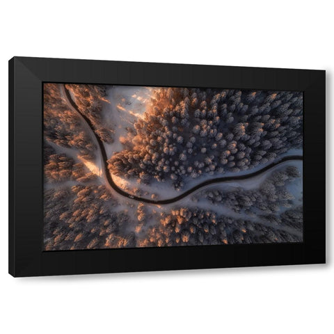 First Light Black Modern Wood Framed Art Print with Double Matting by Krivec, Ales