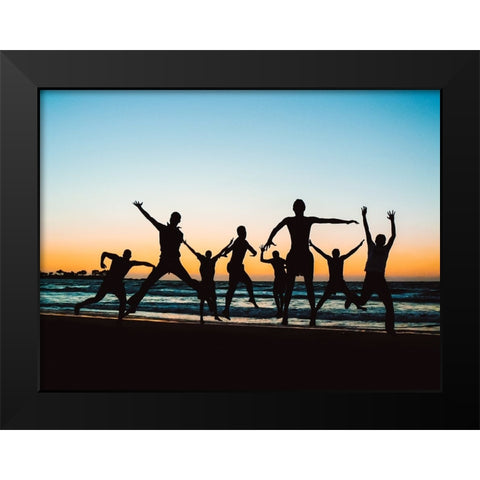 Jumping Black Modern Wood Framed Art Print by Kazzaz, Mohamed