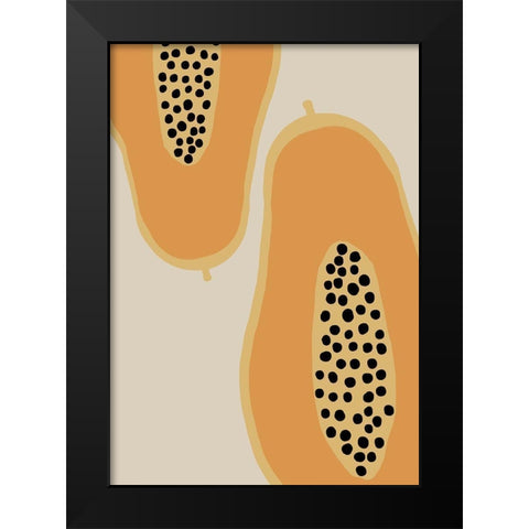 Papaya Fruit Black Modern Wood Framed Art Print by 1x Studio II