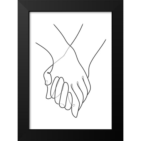 Holding Hands Lines Black Modern Wood Framed Art Print by 1x Studio II