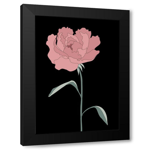 Peony 01 Black Modern Wood Framed Art Print by 1x Studio II