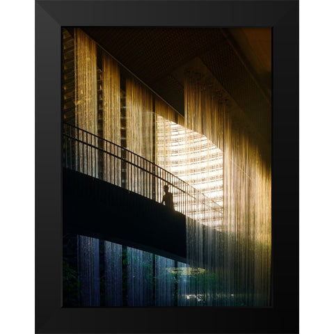 Water Curtain Black Modern Wood Framed Art Print by jing Chung, Hong