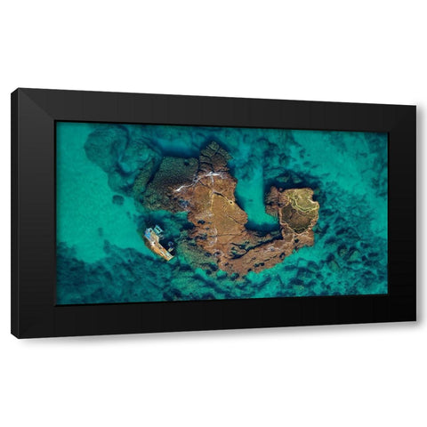 Fishing Boat Wreck Black Modern Wood Framed Art Print by Meirovich, Ido