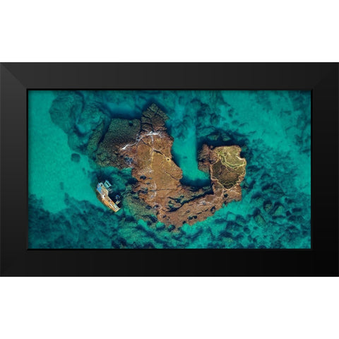 Fishing Boat Wreck Black Modern Wood Framed Art Print by Meirovich, Ido