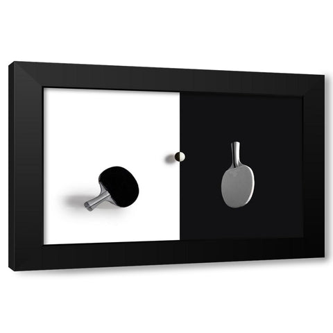 Match Point Black Modern Wood Framed Art Print with Double Matting by Zhong, John-Mei