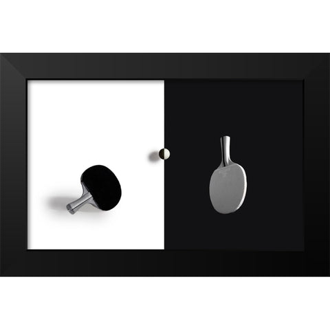 Match Point Black Modern Wood Framed Art Print by Zhong, John-Mei