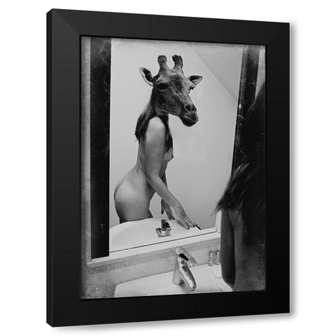 Intimate Discussion Black Modern Wood Framed Art Print with Double Matting by Bousca, Bogdan
