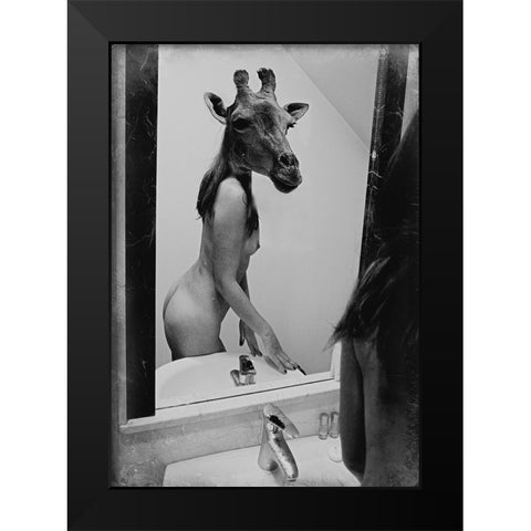 Intimate Discussion Black Modern Wood Framed Art Print by Bousca, Bogdan