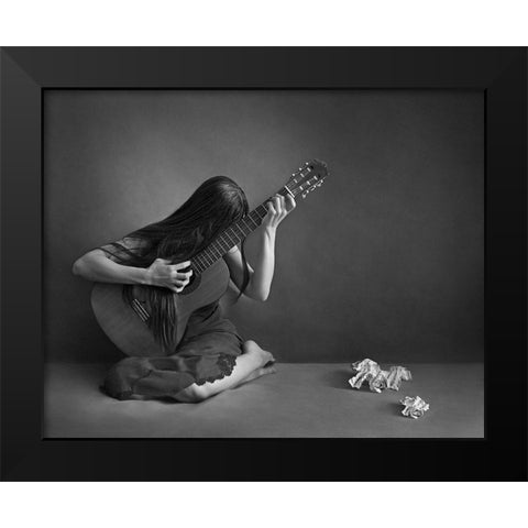Play The Sound Inside Black Modern Wood Framed Art Print by sadat Ahmadi, Maryam