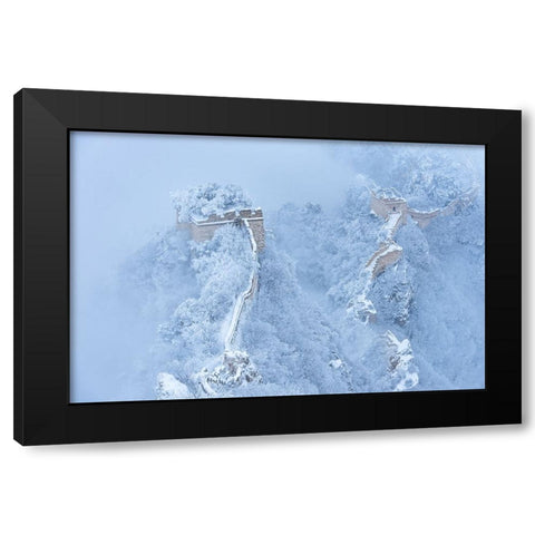 The Great Wall In Ice And Snow Black Modern Wood Framed Art Print with Double Matting by Simoon