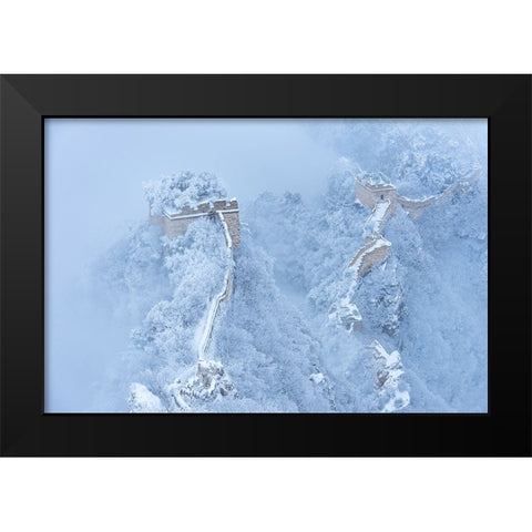 The Great Wall In Ice And Snow Black Modern Wood Framed Art Print by Simoon
