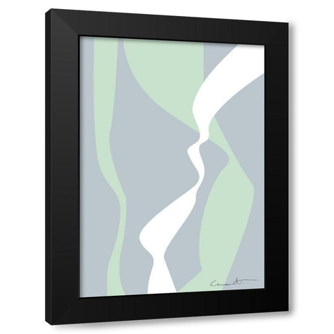 Wavy Tracks Black Modern Wood Framed Art Print by 1x Studio II