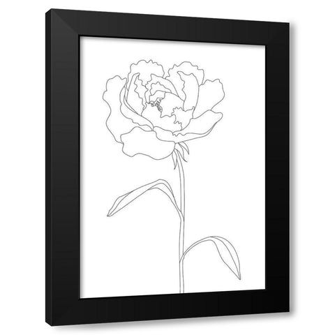 Peony Lines Black Modern Wood Framed Art Print by 1x Studio II