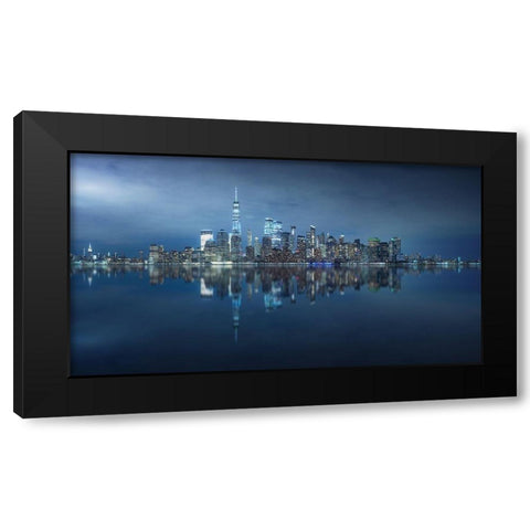 Ny Skyline Black Modern Wood Framed Art Print with Double Matting by F. Turienzo, Carlos
