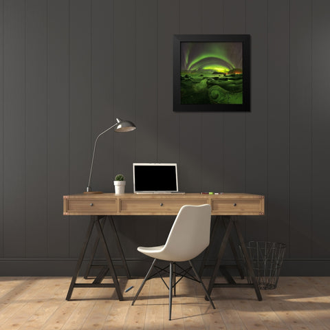 Green Eye Black Modern Wood Framed Art Print by Smid Master, Jan