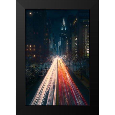 Tudor City Bridge Black Modern Wood Framed Art Print by De La, Javier