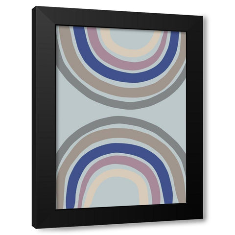 Double Rainbow Blue Black Modern Wood Framed Art Print by 1x Studio