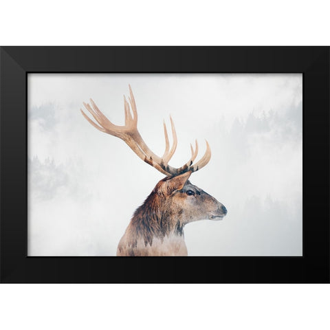 Stag Black Modern Wood Framed Art Print by Beata, Angyalosi