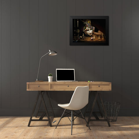 Check! Black Modern Wood Framed Art Print by Ambra