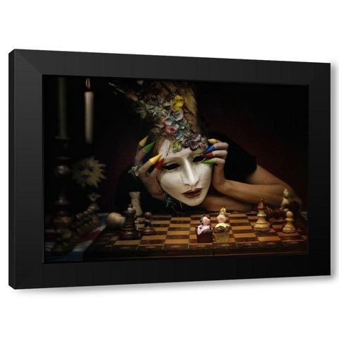 Check! Black Modern Wood Framed Art Print with Double Matting by Ambra