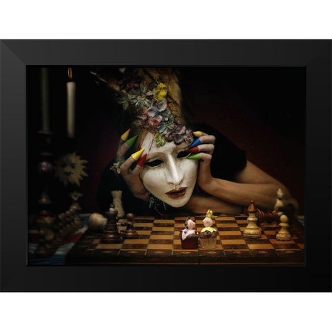 Check! Black Modern Wood Framed Art Print by Ambra