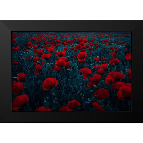 Symphony Of Flowers Black Modern Wood Framed Art Print by Kazamil, Farid