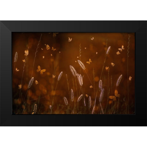 Love Is In The Air Black Modern Wood Framed Art Print by Kiral, Cicek