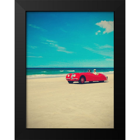 The Red Car Black Modern Wood Framed Art Print by Della Latta, Massimo