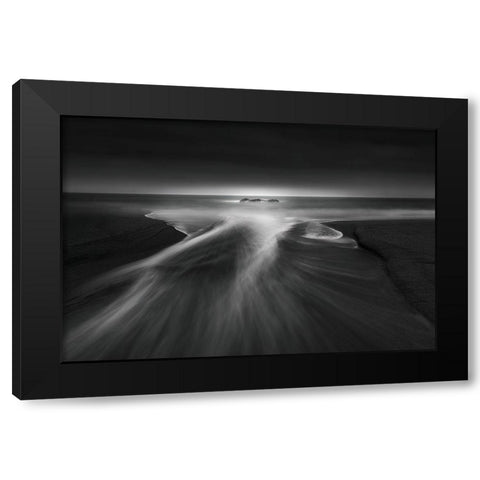 Creek Meets Ocean Black Modern Wood Framed Art Print by Ning, Aidong