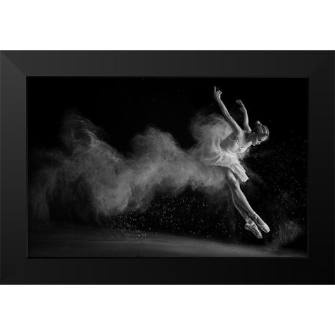 The White Swan Black Modern Wood Framed Art Print by Kisworo, Sebastian