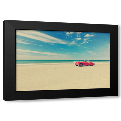 The Red Car Black Modern Wood Framed Art Print by Della Latta, Massimo