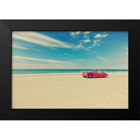 The Red Car Black Modern Wood Framed Art Print by Della Latta, Massimo