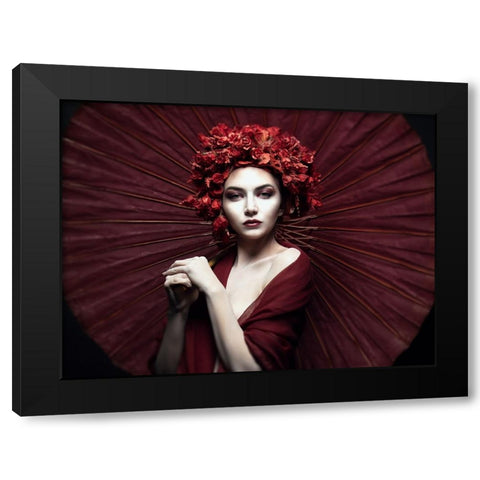 Kyoko Black Modern Wood Framed Art Print with Double Matting by Siegart