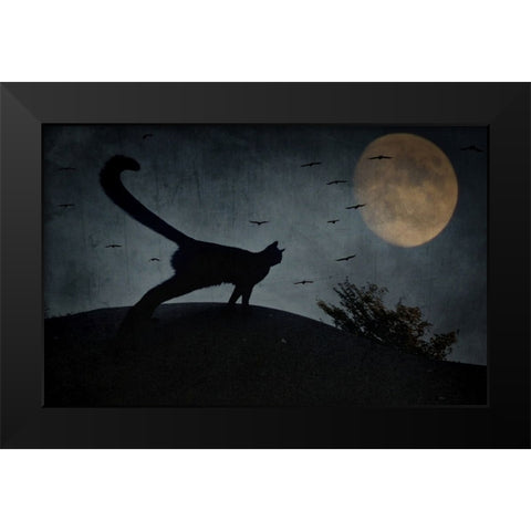 the curious tail of the cat filemon... Black Modern Wood Framed Art Print by Fabrowski, Robert