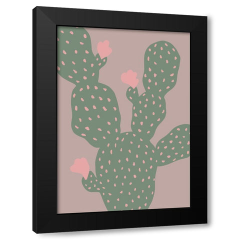 Green Cactus Black Modern Wood Framed Art Print with Double Matting by 1x Studio