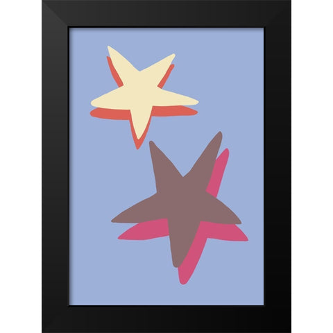 Blue Star Black Modern Wood Framed Art Print by 1x Studio