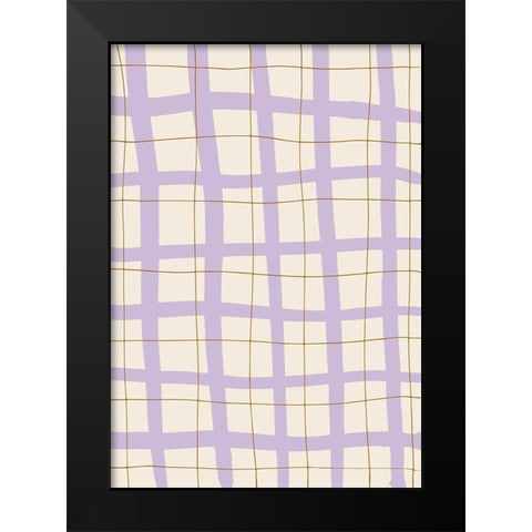 Lilac Grid Black Modern Wood Framed Art Print by 1x Studio