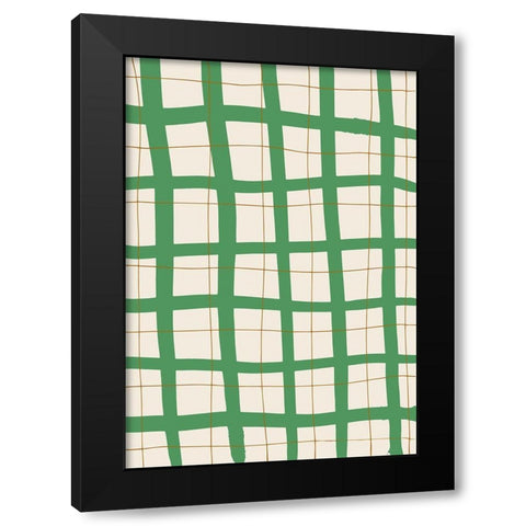 Green Grid Black Modern Wood Framed Art Print with Double Matting by 1x Studio