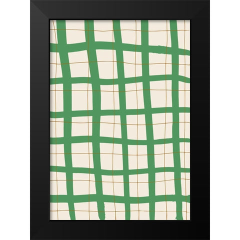 Green Grid Black Modern Wood Framed Art Print by 1x Studio