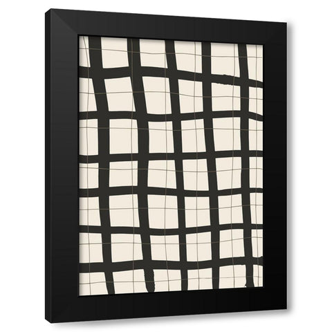 Black Grid Black Modern Wood Framed Art Print by 1x Studio